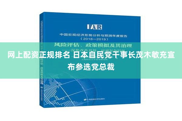 网上配资正规排名 日本自民党干事长茂木敏充宣布参选党总裁